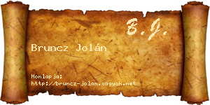 Bruncz Jolán névjegykártya